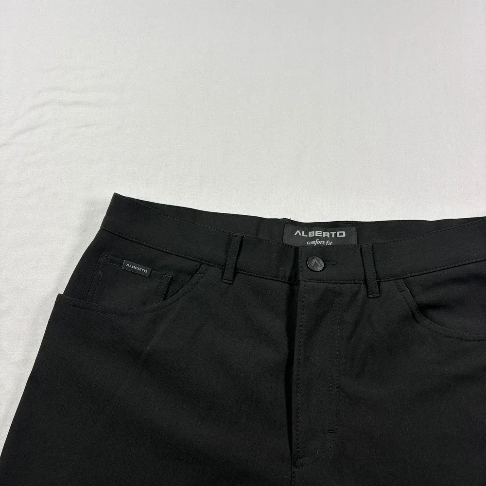 Alberto Pants Mens Size 50 (34x32) Black‎ Ceramica Chino Stretch Golf Casual